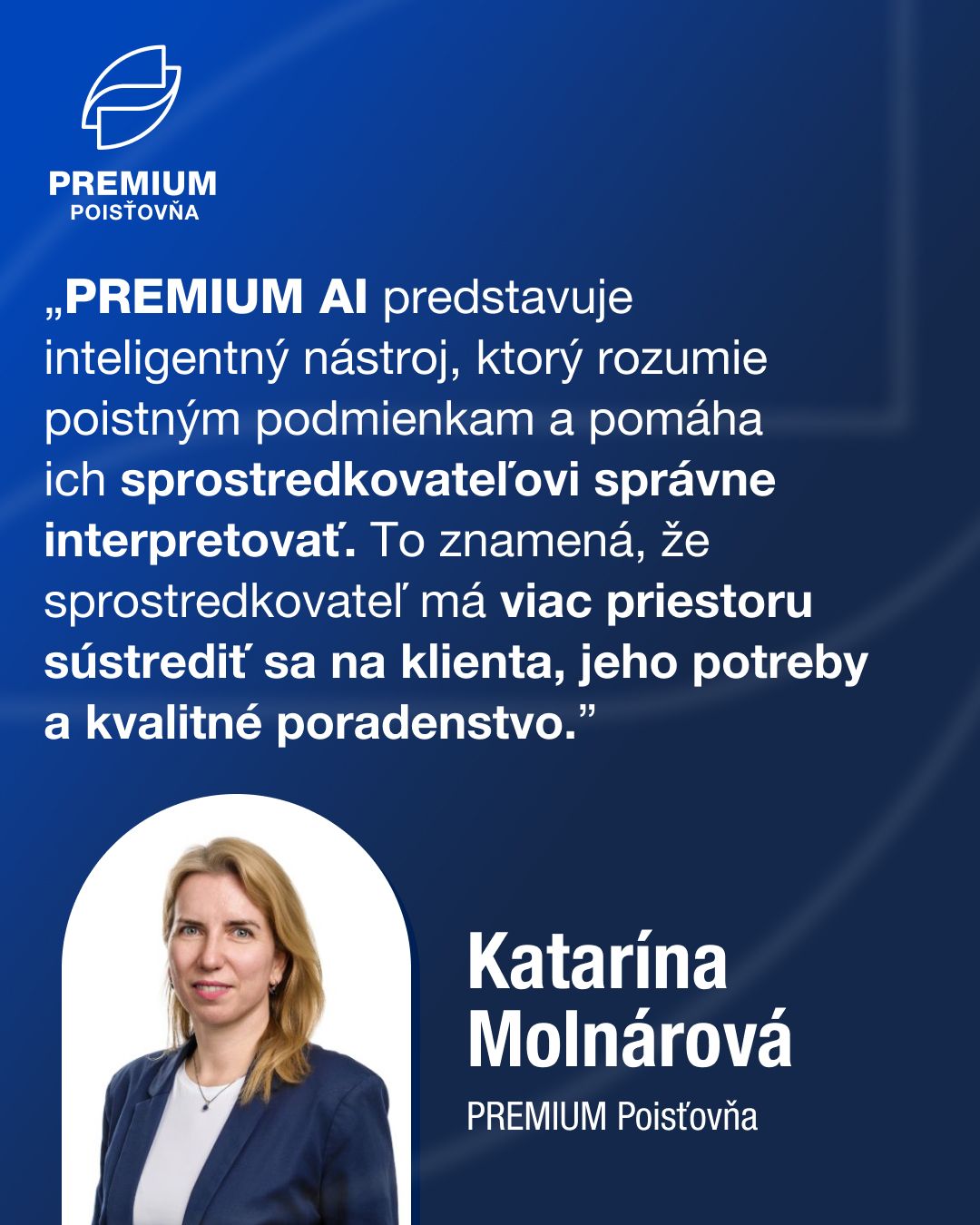 Katarína Molnárová, riaditeľka IT úseku PREMIUM Poisťovne. AI asistent príspevok